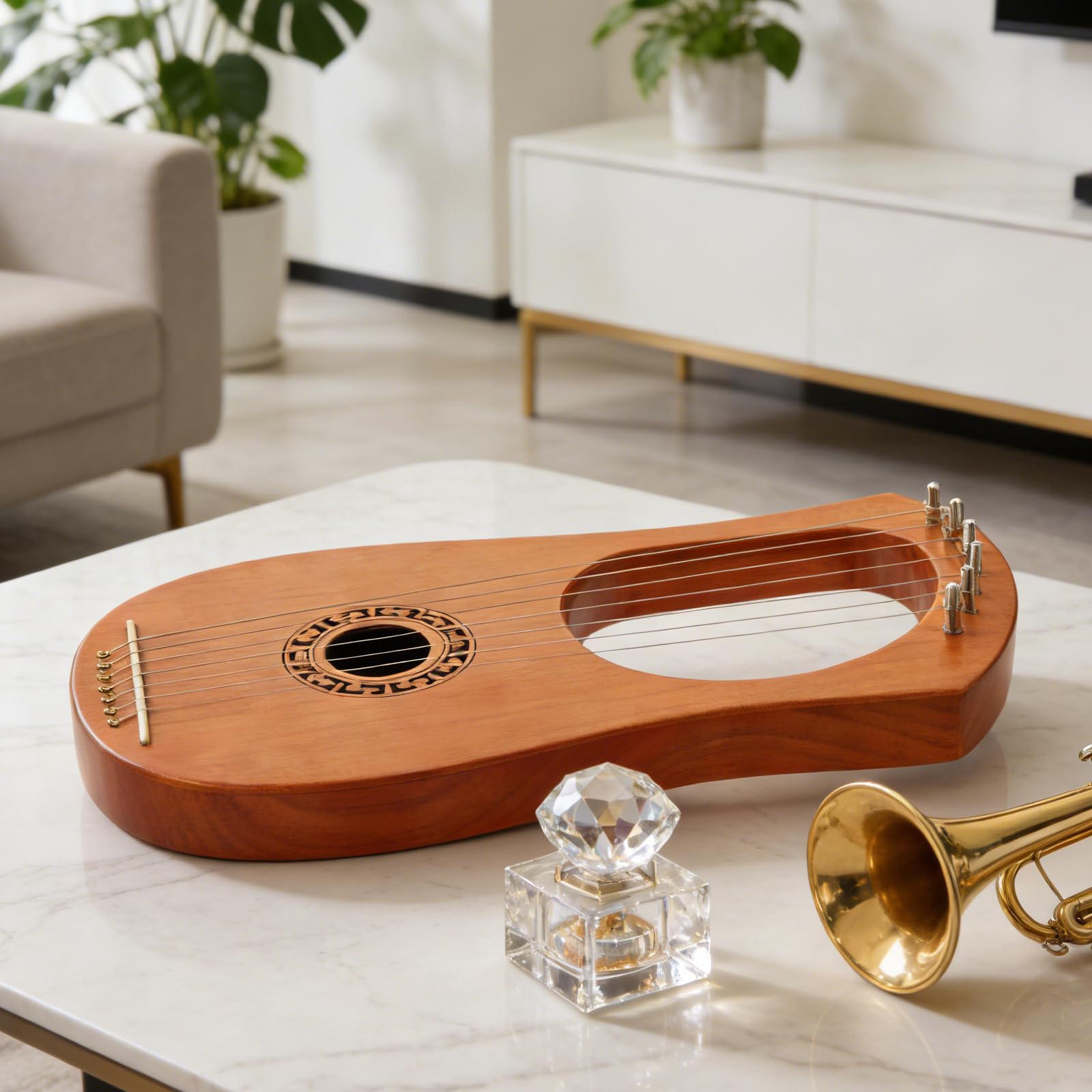 CALLARON Arpa Lira Classica in Legno 7 Corde, Suono Raffinato e Bilanciato, Leggera e Stabile per Musicisti Professionisti e Principianti, per Insegnamento