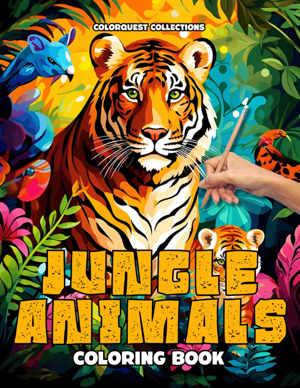 Jungle Animals Coloring Book: Relaxation and Stress Relief Through Colorful Animal Scenes (Jungle Animals Coloring Books)