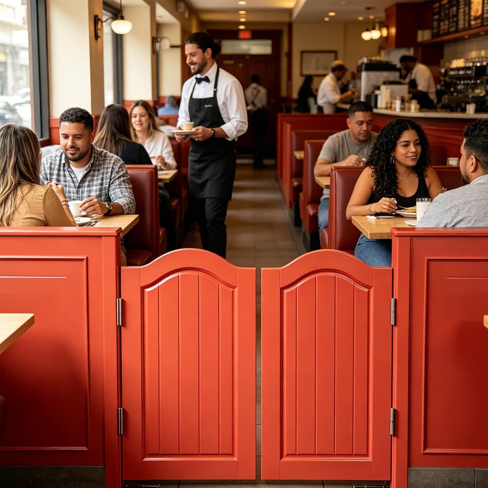Tehwieephs D Swinging Half Oors For Oorway, Woo Saloon Swinging Oors With Hinges, Auto-Close Esign, 2-Panel Swing Oors For Porch, Kitchen, Bar, Cafe, Hallway & Entrance(,44X35.4in(W X H))