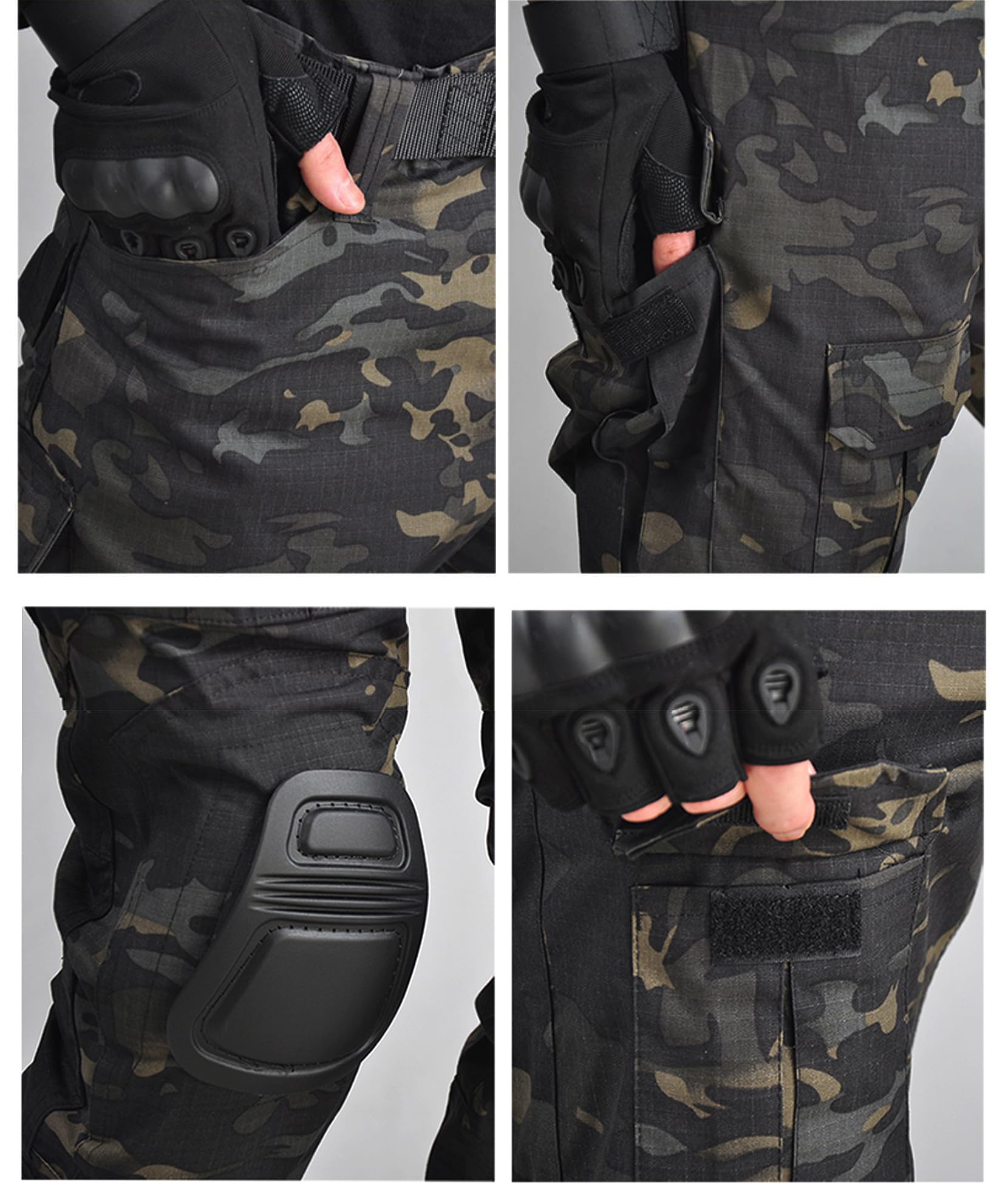 Pantalones Tácticos Airsoft Multibolsillo Duty Paints Paintball Caza Pesca con Rodilleras