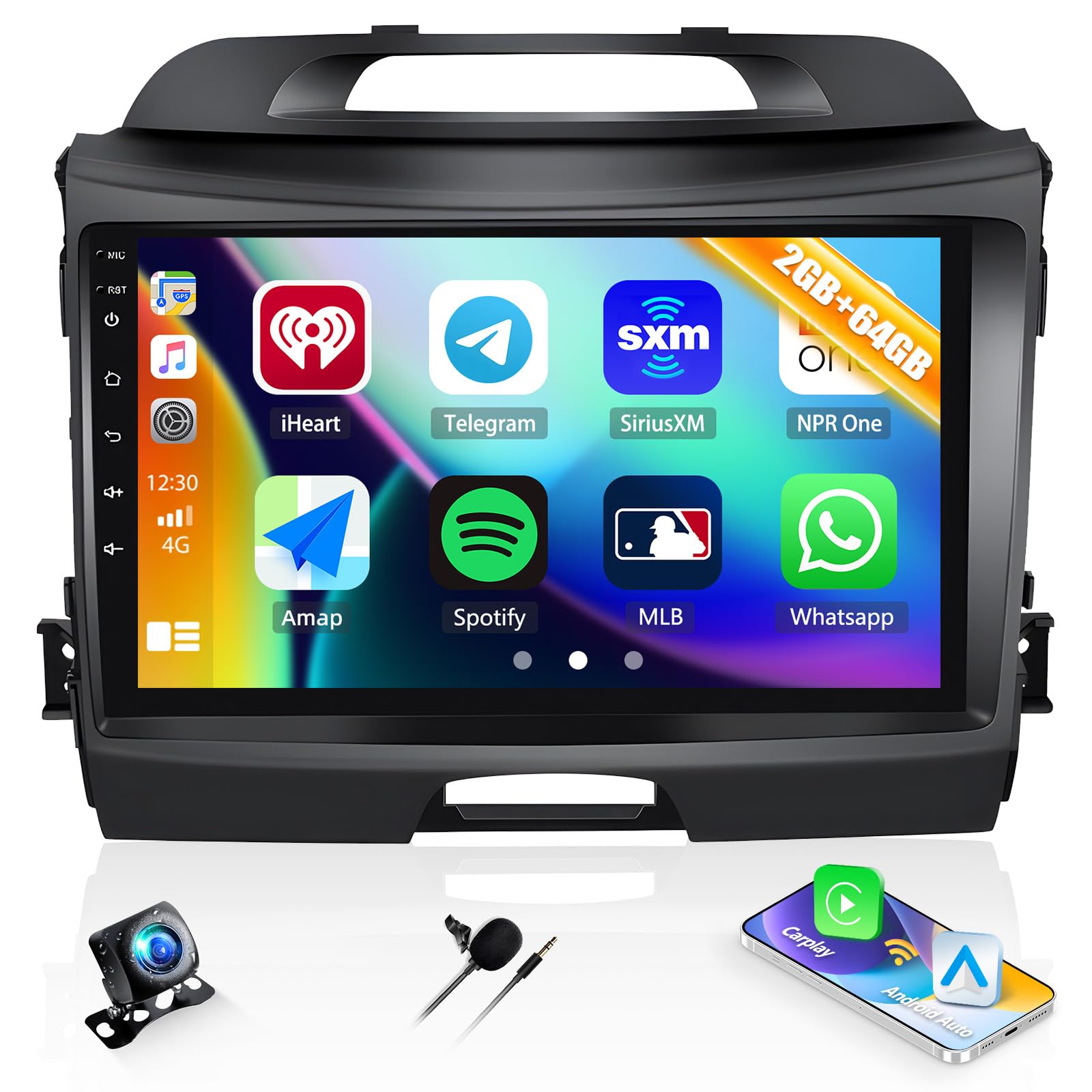 Auto-radio Android 9 Pouces Avec CarPlay & Android Auto – Pour Kia Soul 2010-2013, 2Go/64Go, écran Tactile + Caméra De Recul Incluse - 8