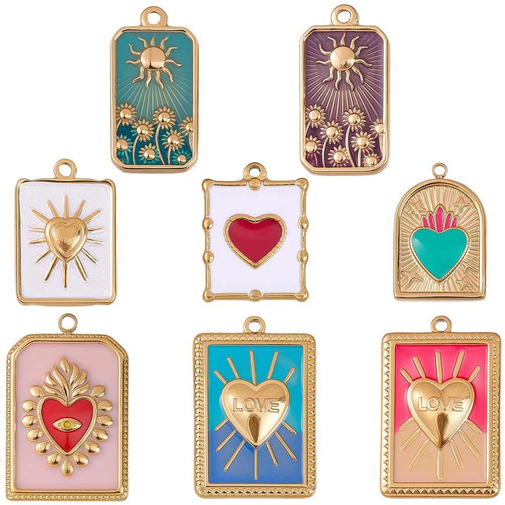 Breloques en Forme de Cœur en Émail Plaqué Or 18k Chic pour Bijoux DIY