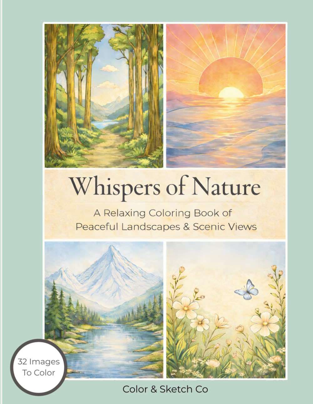 Whispers of Nature: An Adult Coloring Book for Stress Relief Featuring Relaxing Landscapes and Peaceful Scenic Views