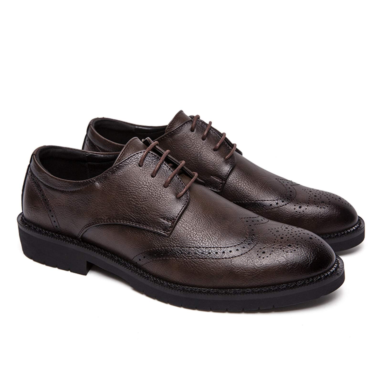 أحذية رجالية عارضة فاخرة مريحة المتسكعون Men's Oxfords Dress Shoes Pointed Quarter Brogues Wing Tips 4-eye Lace Up Stitching Soft Faux Leather Rubber Sole Men's leather shoes أحذية عالية أعلى دافئة لأ