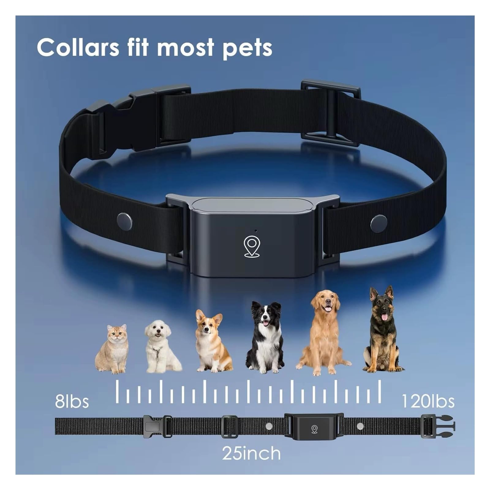 Collar rastreador GPS for Perros con Monitor de Salud: Seguimiento de ubicación en Tiempo Real, Collar for Perros y Gatos, Espera de 3 a 7 días, Carga magnética, Alternativa de tracción
