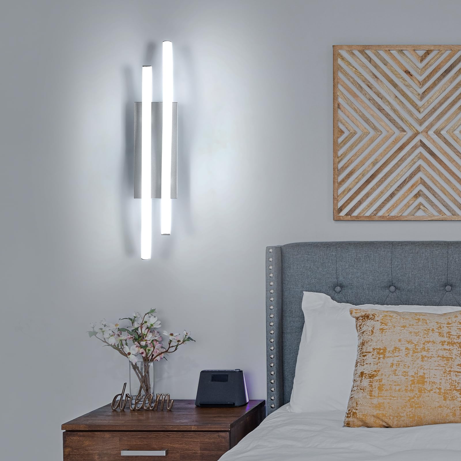 Applique Led da Parete Interno, Lampada da Parete，20W Applique Camera da Letto Luce Bianca Fredda 6500K, Moderno Lampada Muro, per Camera da letto Soggiorno Bagno Corridoio