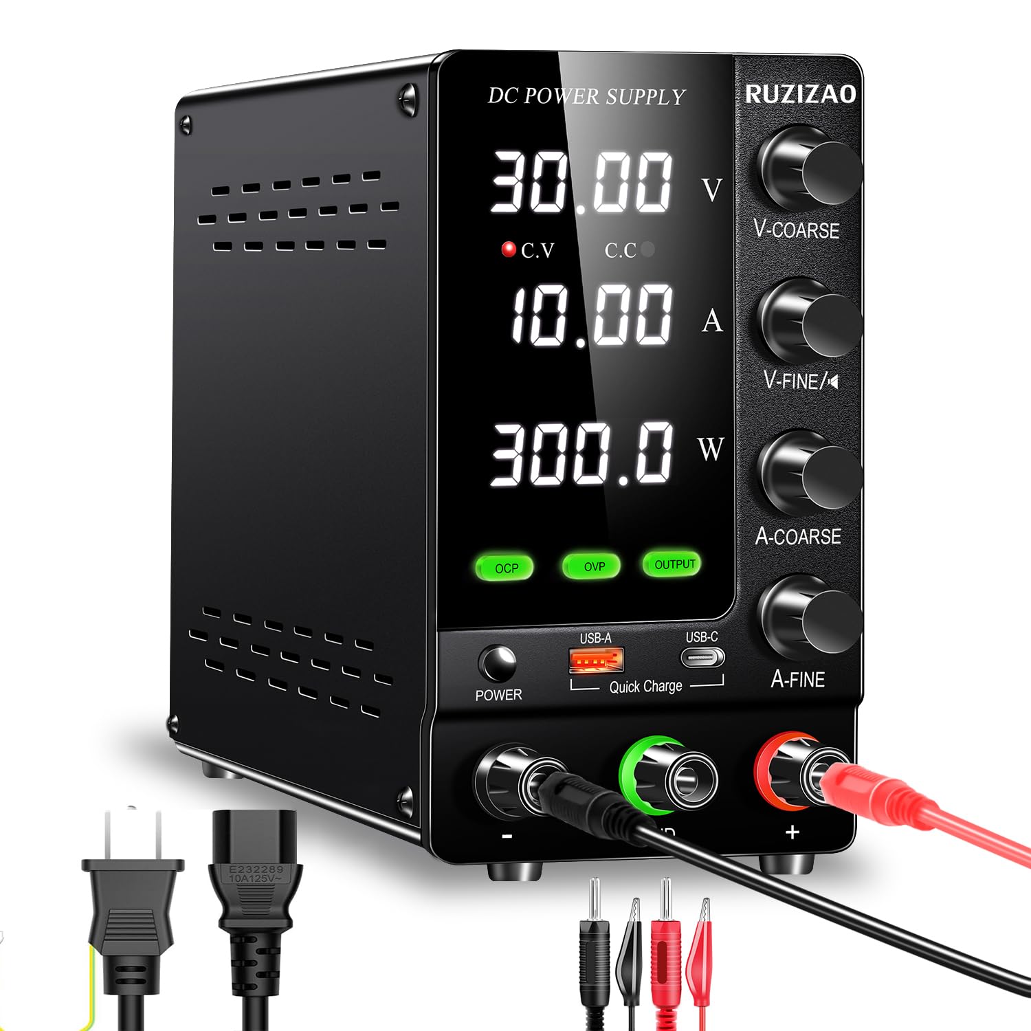 Amazon.co.jp: RUZIZAO 安定化電源 (0~30V 0~10A) DC 安定化ベンチ