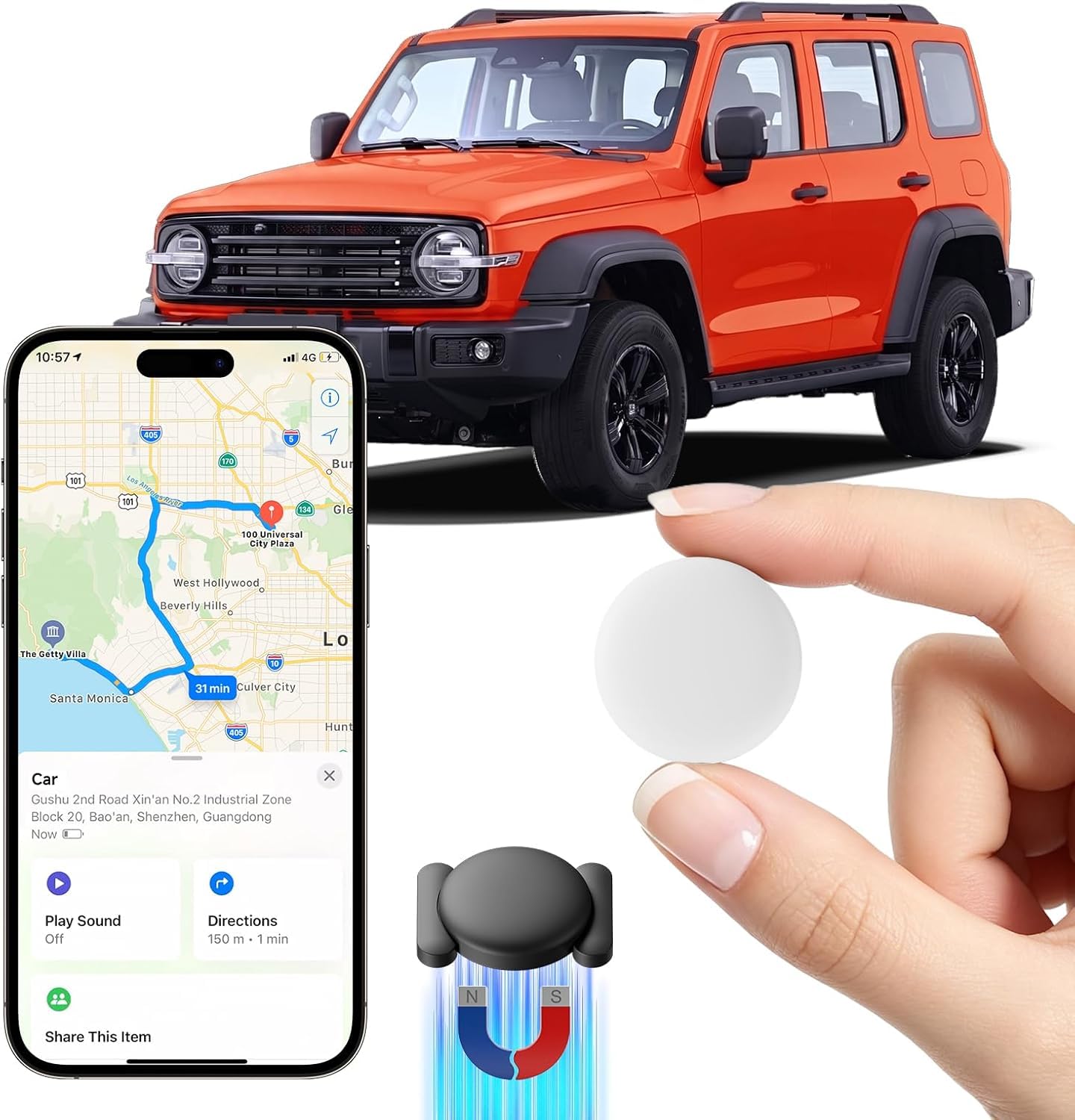 Mini GPS Tracker for Vehicles,Real Time GPS Car Tracker Work with Apple Find My(iOS Only),No Monthly Fee Anti-Theft Car Tracker with Magnetic Case (1PCS White Tracker, Black Magnetic Case)-picture-17