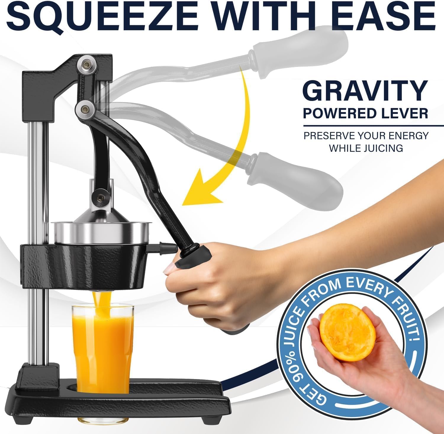 Cast Iron Juicer Hand Press, Stainless Steel Citrus Lemon Squeezer Press