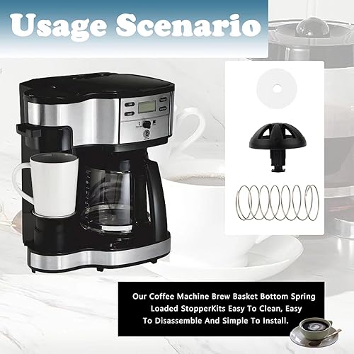 Miniatura 5 de 990117900 - Kit de válvula de parada de agua para cafeteras Hamilton Beach, 990237500, cesta de preparación para cafetera, kit de tapón con resorte