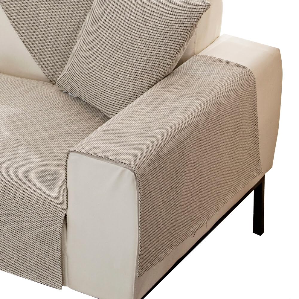 NAVESO2 Pack Sofa Arm Protector, Covers Faux Linen Armrest Sofa Cover Armchair Slipcovers for Recliner Chair Sofa Arm Anti-Slip Sofa Arm Protector Covers for Pets, Kids, Light Grey