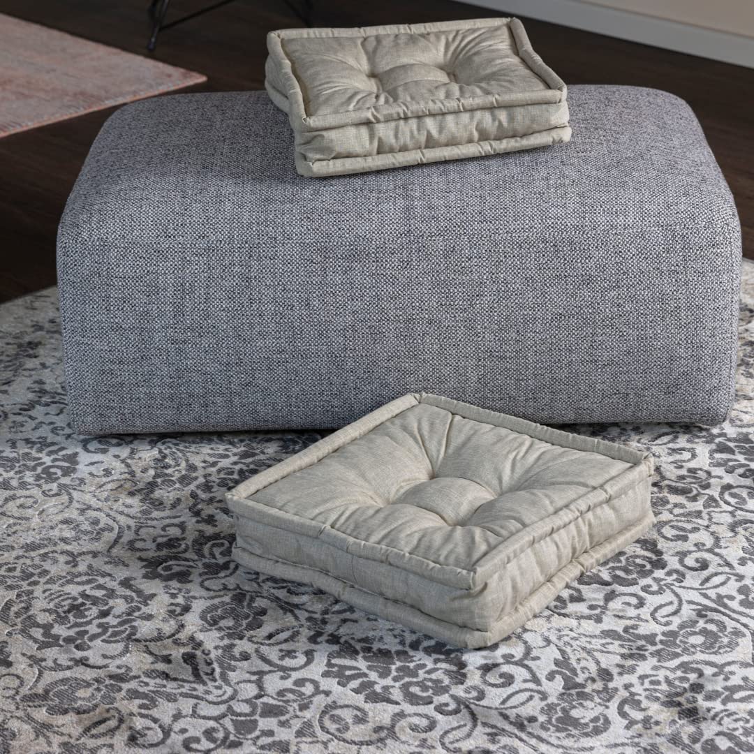 TECNOCUCI Cuscino da Pavimento - Set da 4 - Realizzati in Italia - Colore Grigio - Misure: 40x40x12