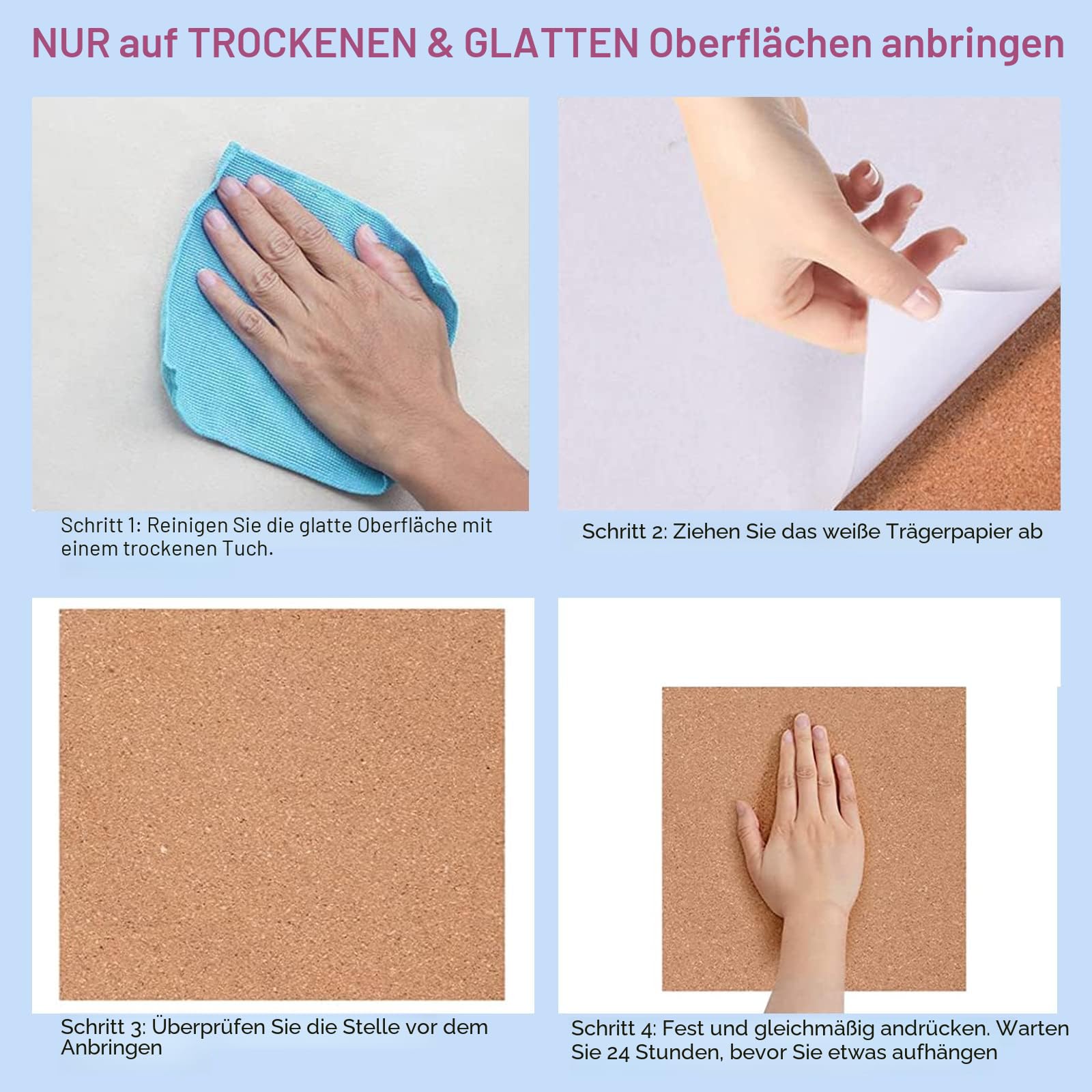 Korktafel Pinnwandrolle, selbstklebende Korkrollen mit 3mm Dicke, 40x246cm Korktafel für Wand, Büro, Zuhause, Küche, Poster-Pinnwand ideal für DIY (40x246 cm, 3 mm Dicke Pinnwand Korkpla, De)