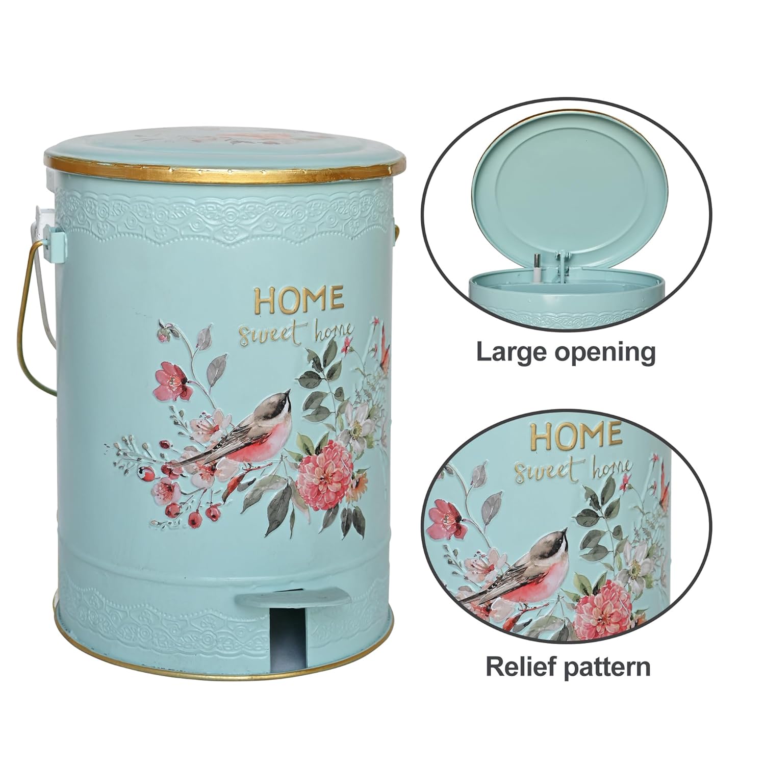 Z&Z ornamentorum Outdoor Small Trash Can with Lid Dog Poop Trash Can Outside for Kitchen Park Garden and Pedal Round Touchless Garbage (Blue)