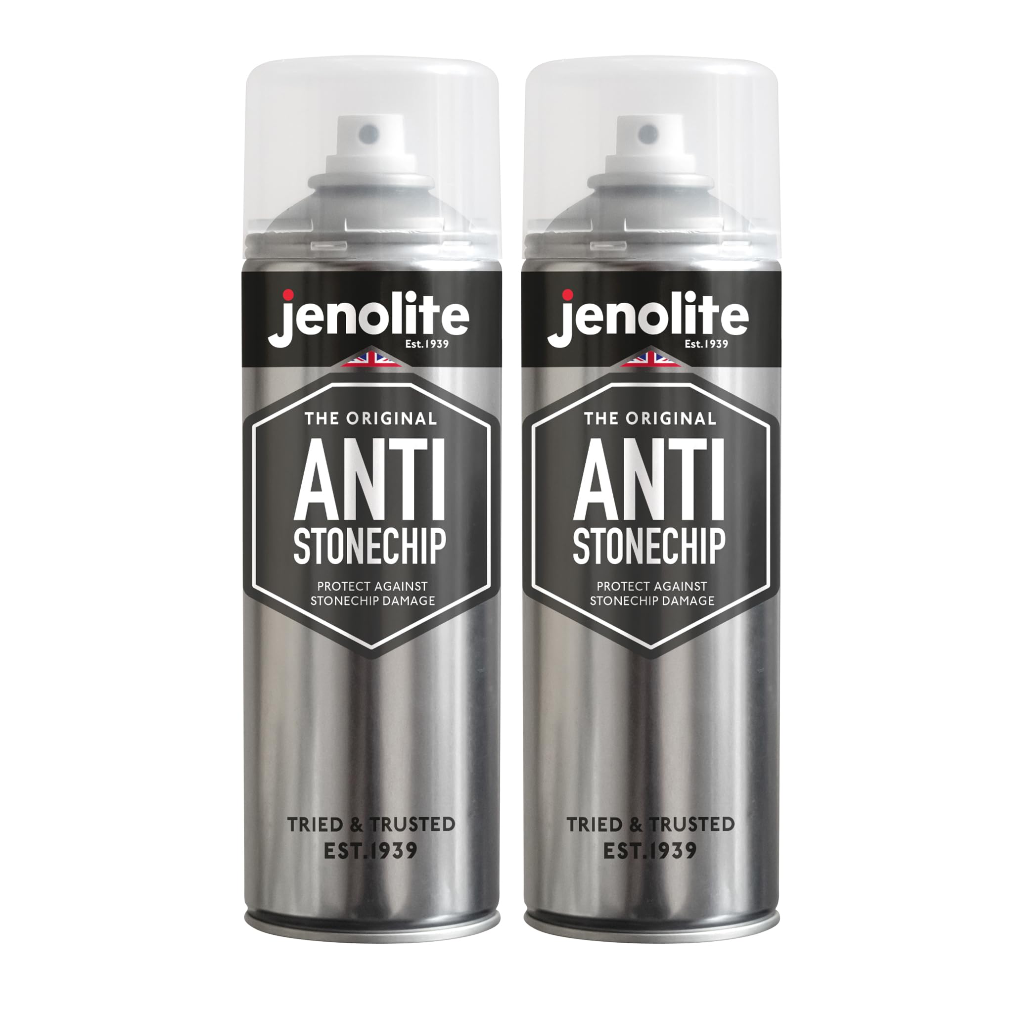 JENOLITE Anti Stonechip Black Spray Paint | 2 x 500ml | Car Bodywork Protection Spray Paint | Anti Stonechip, Car Underseal and Chassis Paint | Protects Against Rust, Corrosion & Damage