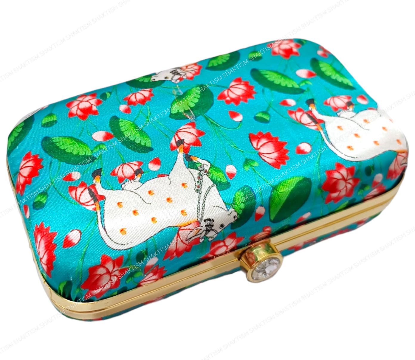 SHAKTISM Cow Printed Metallic Clutch with Chain, Wedding, Embroidery Clutch for Women, Potli Purse for Ladies, Return Gifts, Ethnic Clutch for Girls, Bridal Clutch Bags for Women (Cow Green) (B0DDCJKJ51) Amazon Price History, Amazon Price Tracker