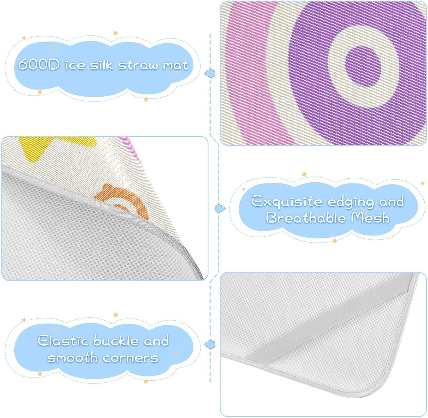 Cute Colorful Star Circles Cooling Baby Waterproof Crib Mattress Cover 28" x 52" Washable Pads for Bed for Baby&Toddler