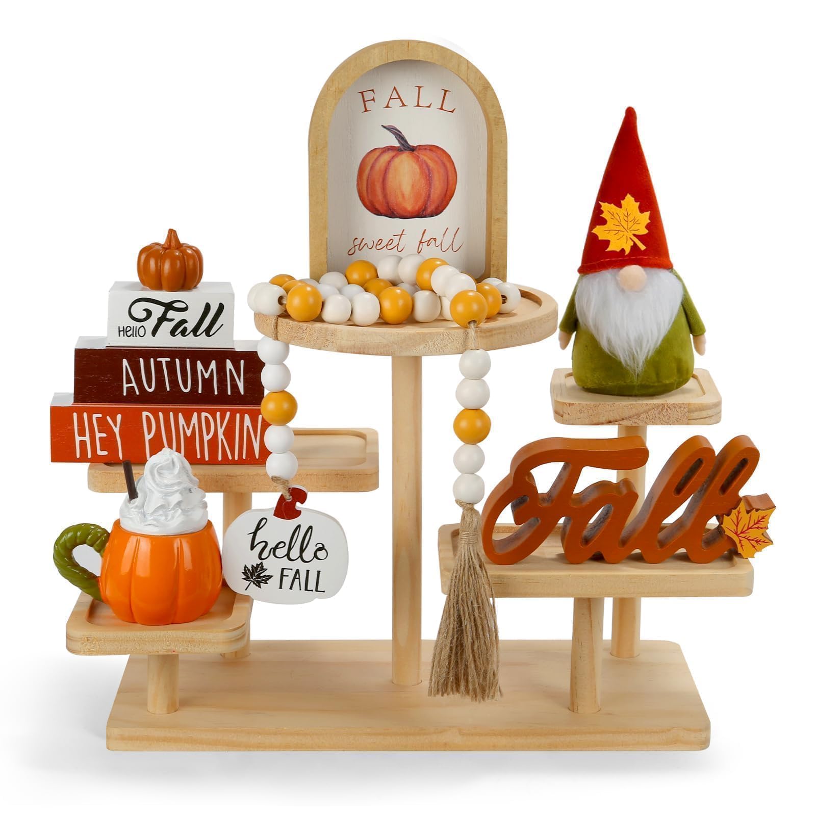 Fall Decorations for Home, 6Pcs Thanksgiving Fall Tiered Tray Decor Set