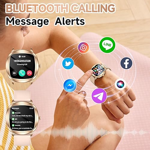 Miniatura 3 de Reloj inteligente para mujer, rastreador de actividad física de 1.72 pulgadas con respuesta/hacer llamadas, monitor de sueño/frecuencia cardíaca,