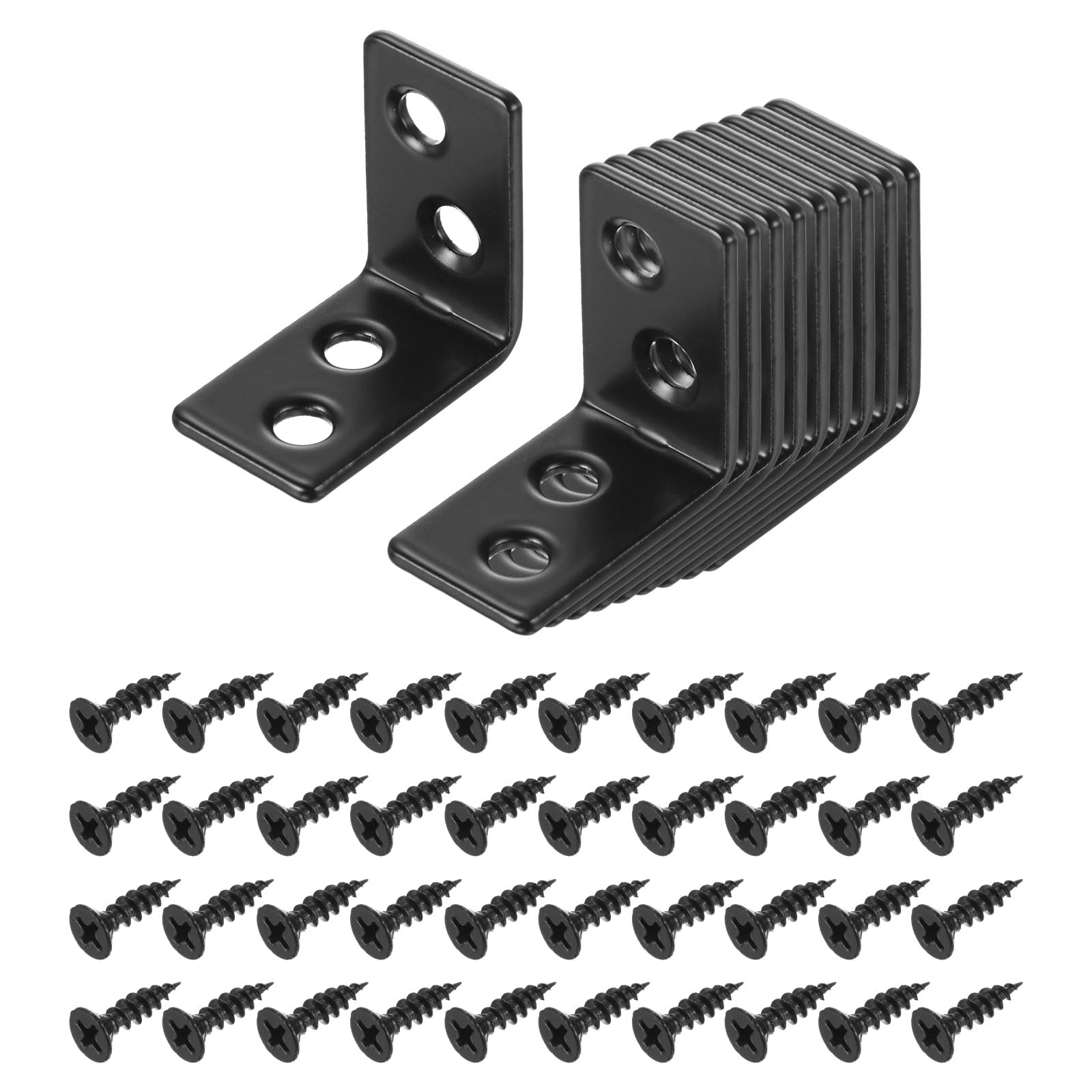 Joints métalliques en L uxcell haute résistance, fixations à angle droit noir pour meuble