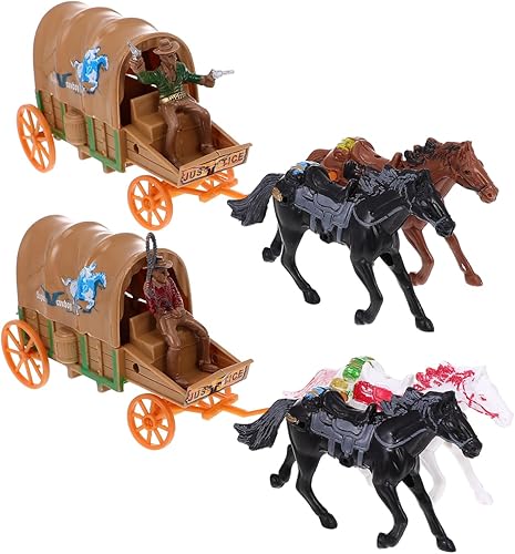 Miniatura 3 de Toyvian Juego de 2 figuras de plástico para decoración del hogar, juego de juguete de vaquero y caballo, figuras de plástico para decoración de