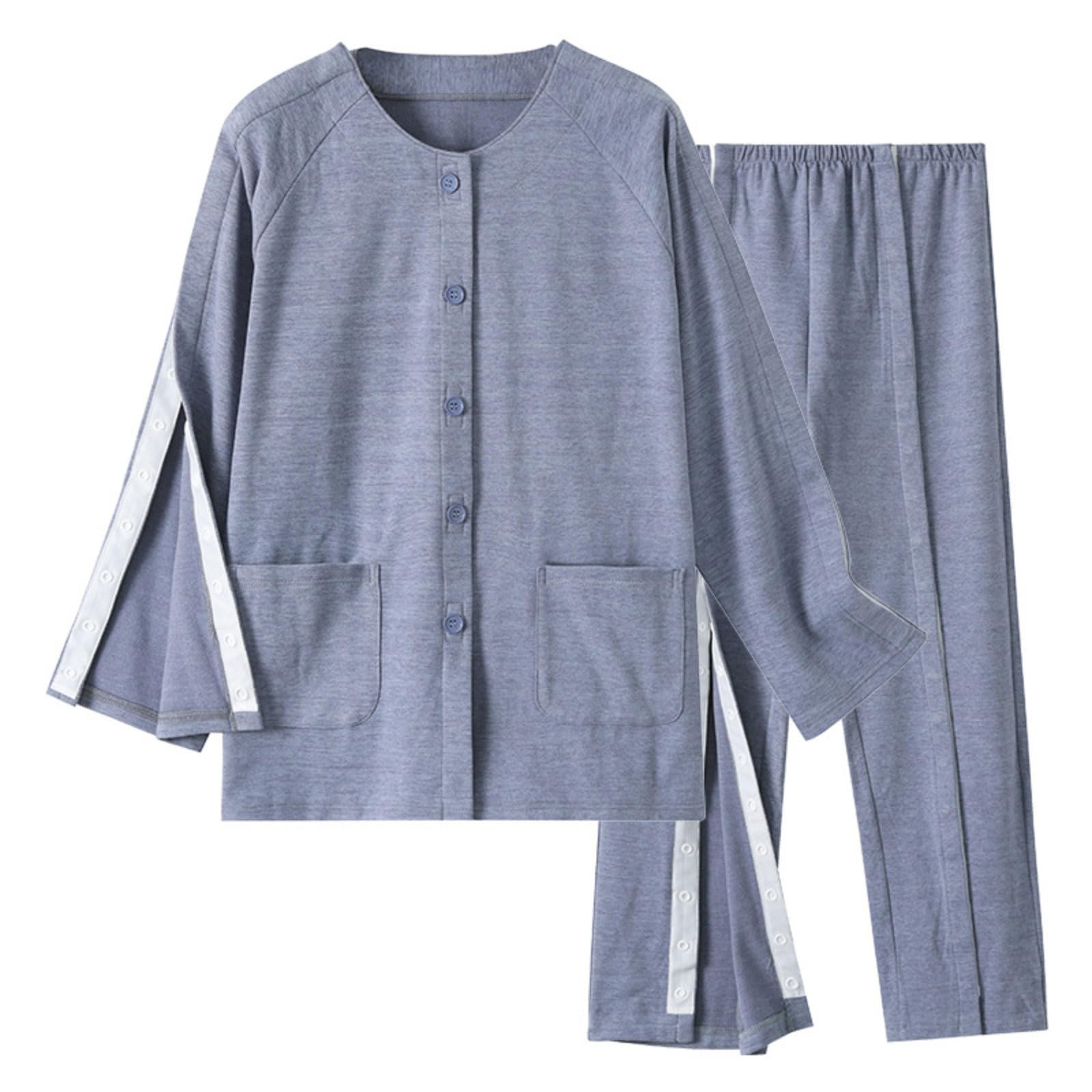 Traje de enfermería Batas de Hospital Tearaway Snap, Ropa de Cuidado de Estilo Largo para Mujer, Ayuda de enfermería Completamente Abierta después de la cirugía con Bolsillo