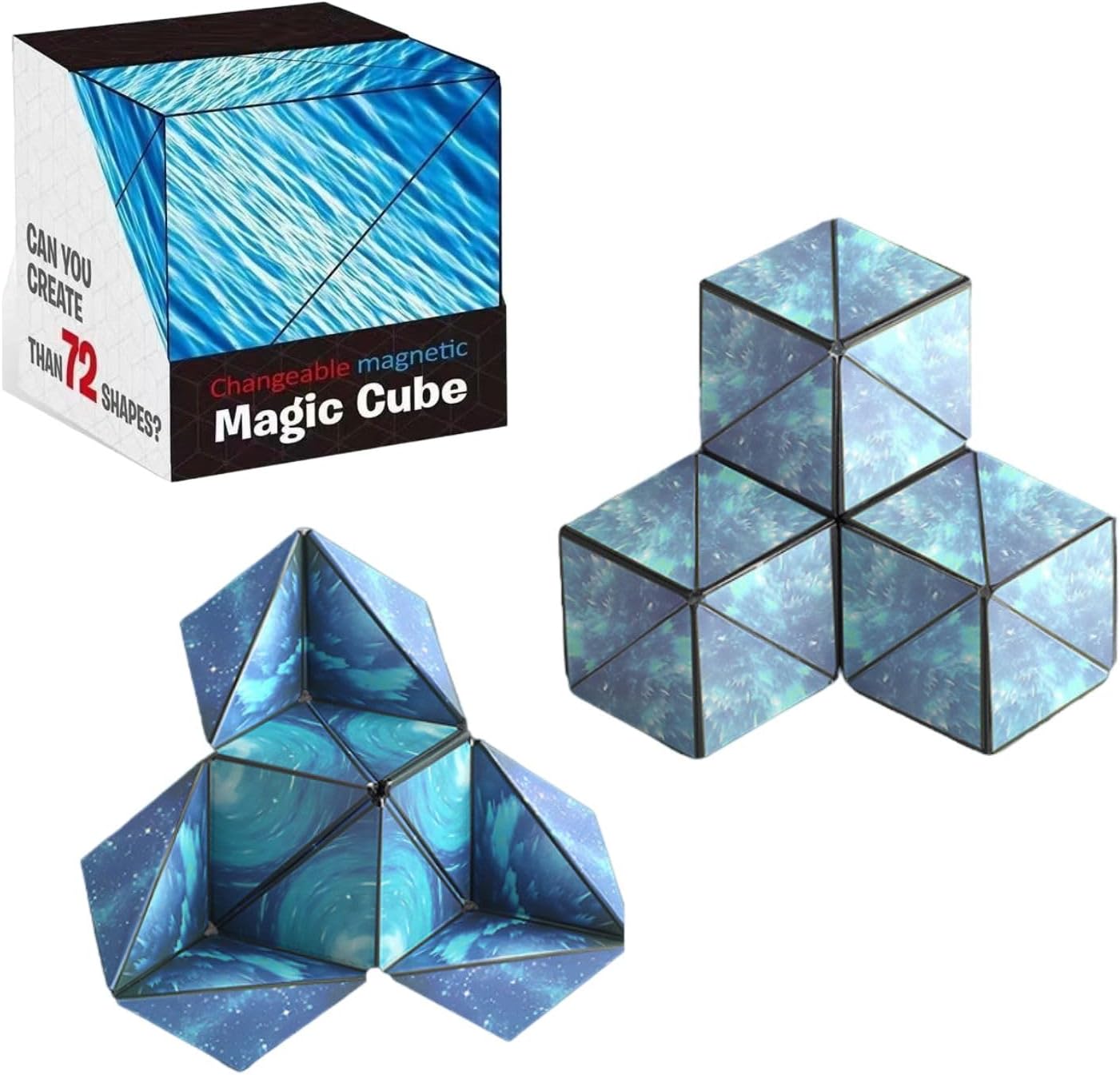Magic Cube Shape Shifting Puzzle Box, 3D Magnetic Fidget Cube, Magic Puzzle Cubes Game Toy, Transforms Into Over 70 Shapes (Random Color and Design)