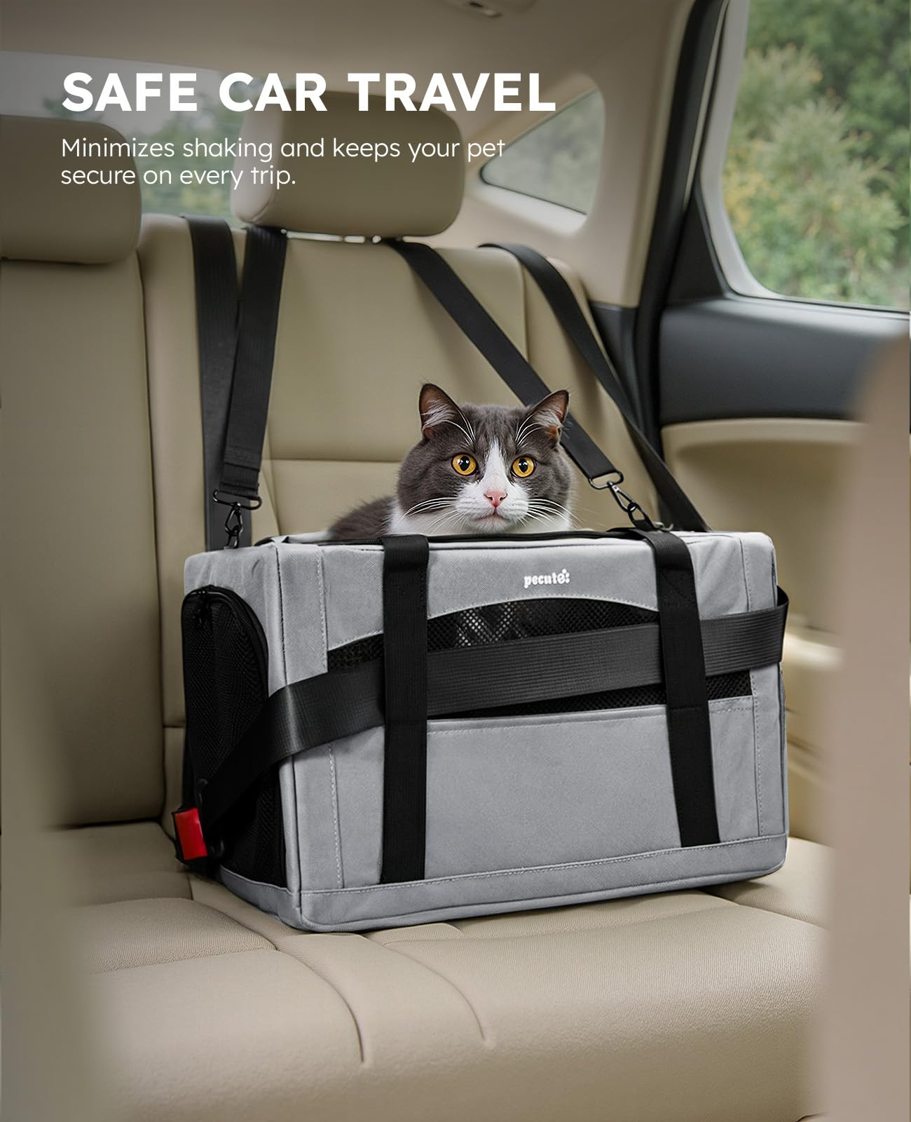 pecute Cat Carrier Stable, Pet Carriers Breathable and Portable, Cat Carriers Bag with Scientific Hidden Partition - Image 3