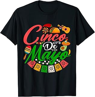 Fiesta Cinco de Mayo Mexican Maracas Tacos Avocado Sombrero T-Shirt
