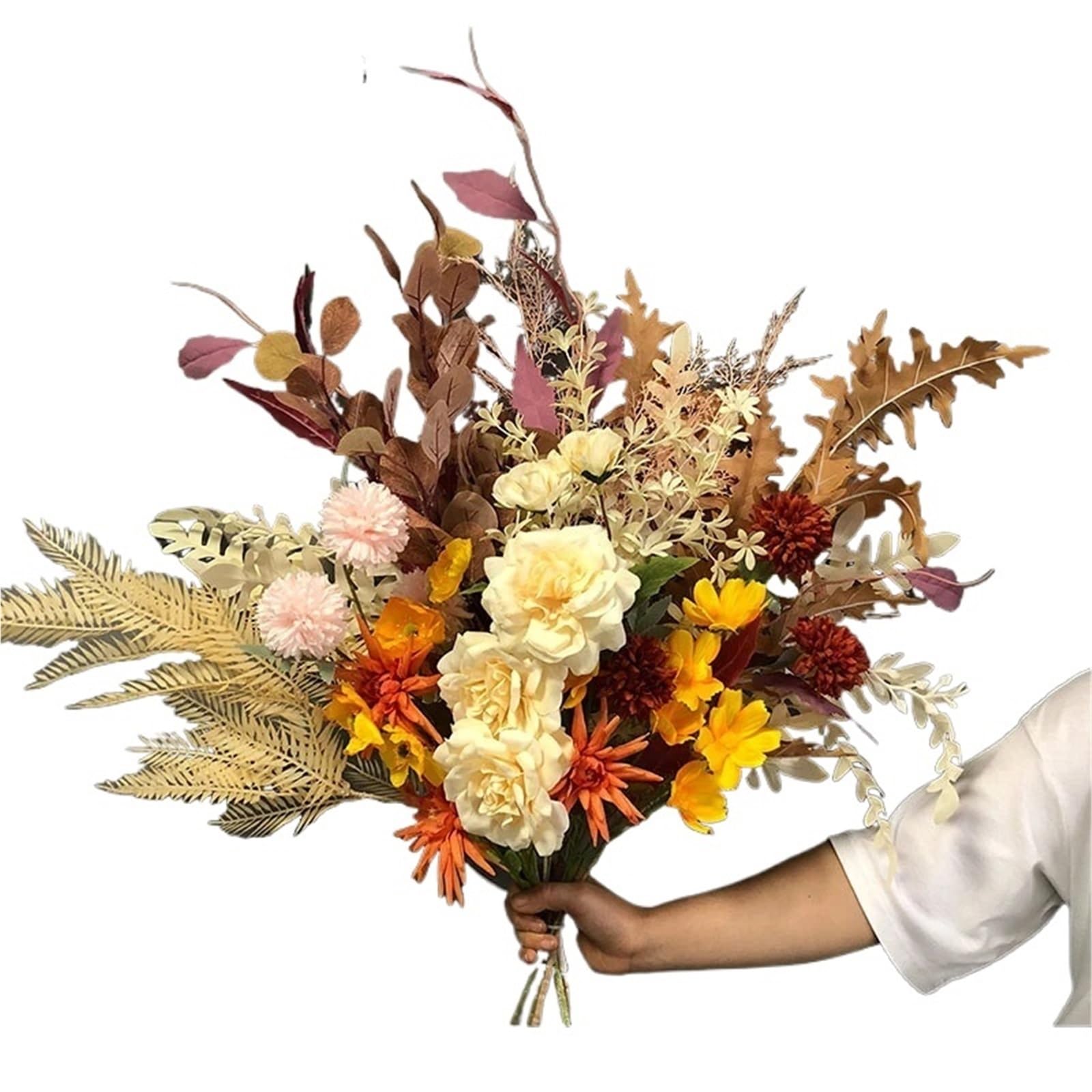 LXLAEOANG Artificial Flower Branches Autumn Rayon Rose Botanical Bouquet, DIY Flower Arrangement, Wedding Party(Color1)