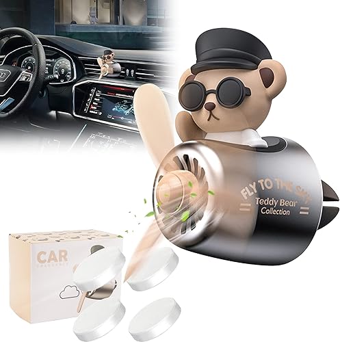 Miniatura 15 de Ambientador de aire para coche, lindo conejo de dibujos animados, piloto, difusor de coche, hélice giratoria, ventilador de salida de aire White