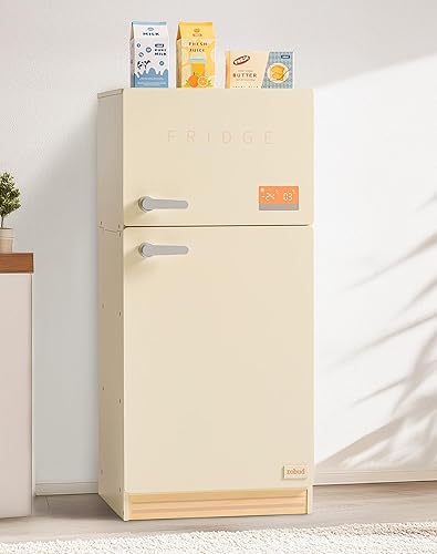 Miniatura 5 de ROBOTIME Play Kitchen - Refrigerador de juguete de madera con accesorios, juego de cocina para niños y niños pequeños, congelador con comida para