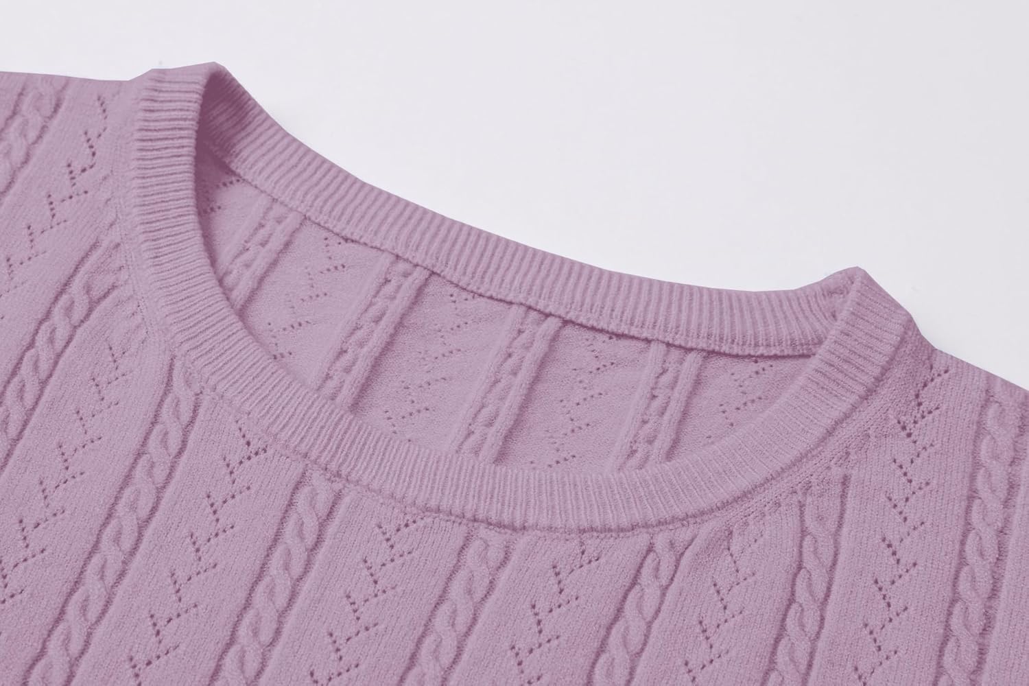 DAIMIDY Women's Short Sleeve Sweaters Hollow Out Summer Sweater Lightweight Cable Knit Pullover Tops - Image 4