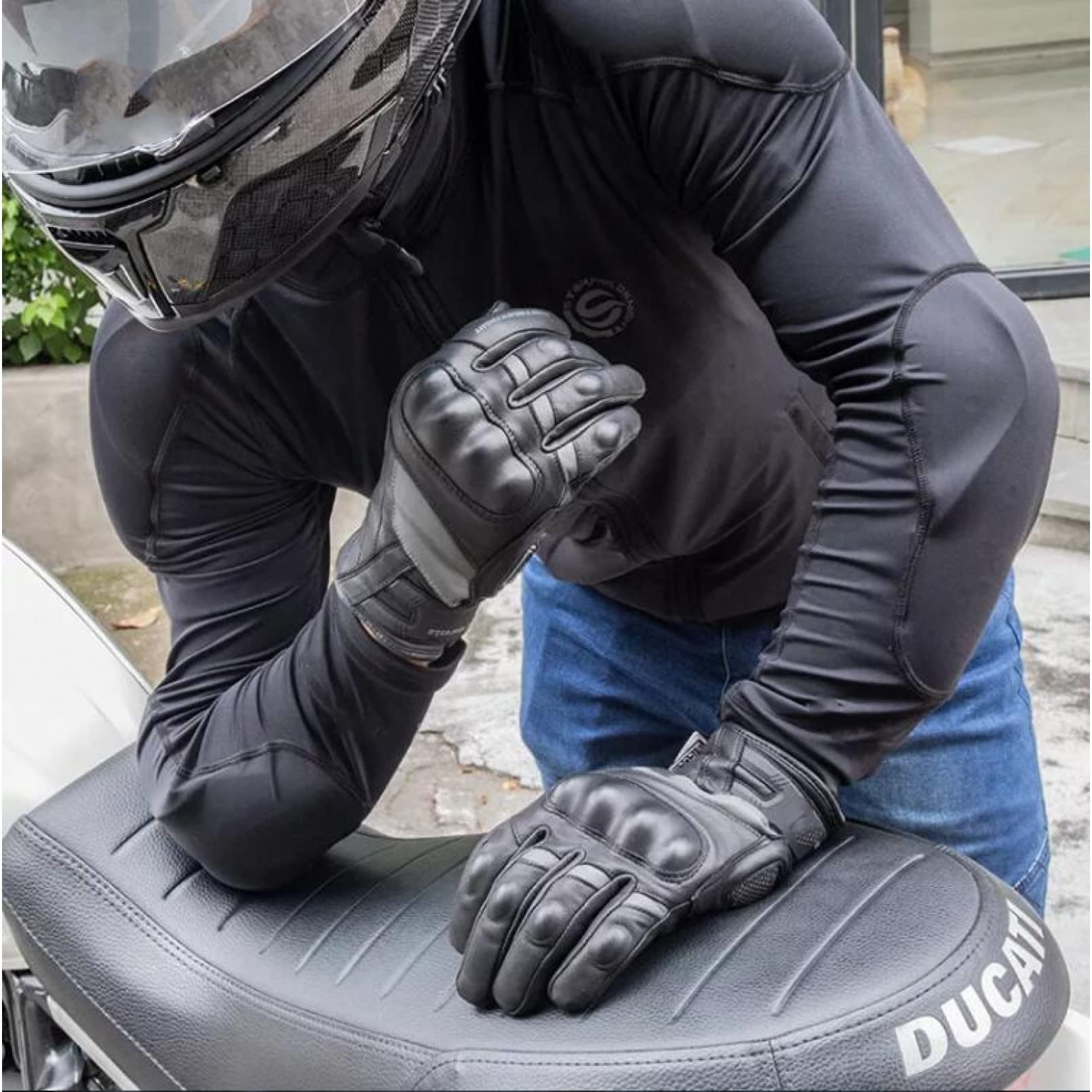 Rękawice motocykloweZimowe rękawice motocyklowe, wodoodporne, wiatroszczelne, ciepłe, rowerowe skórzane rękawiczki ekran dotykowy