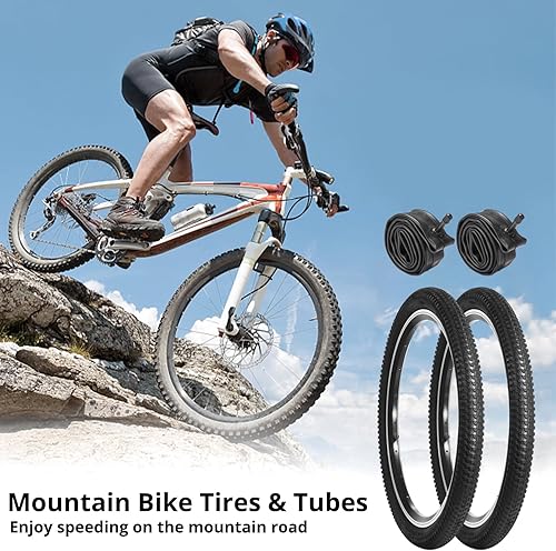 Miniatura 2 de yeesport 2 neumáticos de bicicleta de montaña de 20 x 1.95 pulgadas y 2 tubos de bicicleta de 20 x 1.75 a 2.125 pulgadas, neumáticos de 20 pulgadas