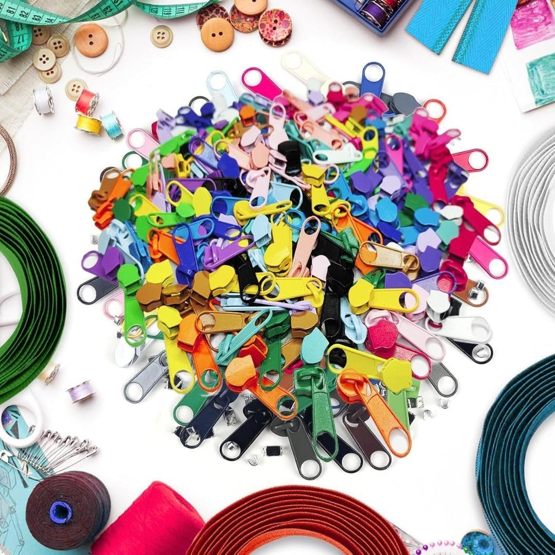 KGS Zippers by The Yard | 60 Yards Nylon Coil Zipper Roll with 200 Matching Pulls | #5 (5mm) Continuous Zipper Tape for Bags, Dresses, Cushions & DIY Crafts (20 Assorted Colors)