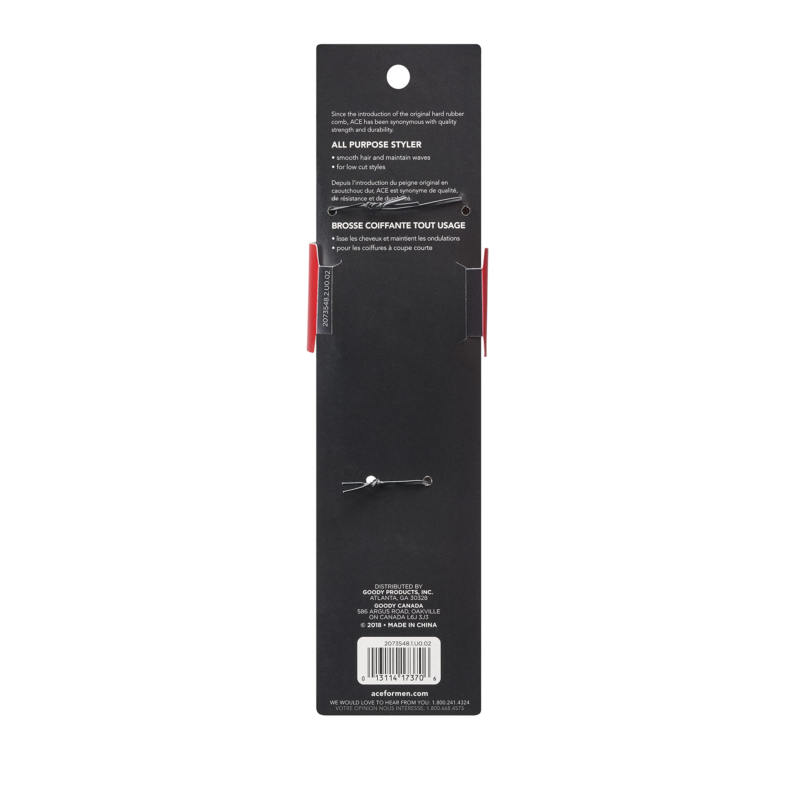 Ace - Cepillo de madera de jabalí, color negro, 1 unidad