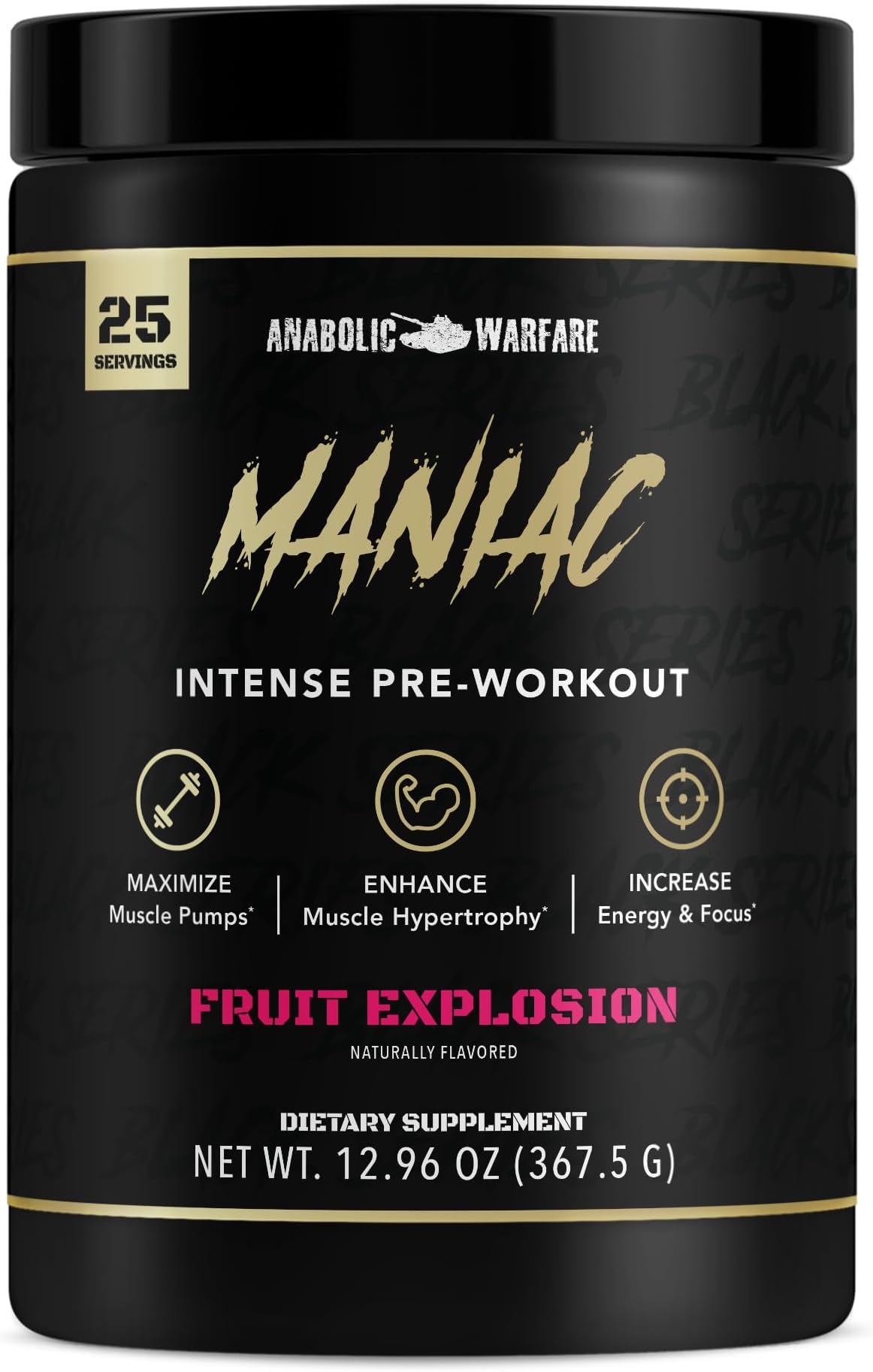 Black Series Maniac, Pre-Workout Powder, Supports Nitric Oxide, Muscle Pumps, and Protein Synthesis* Fruit Explosion