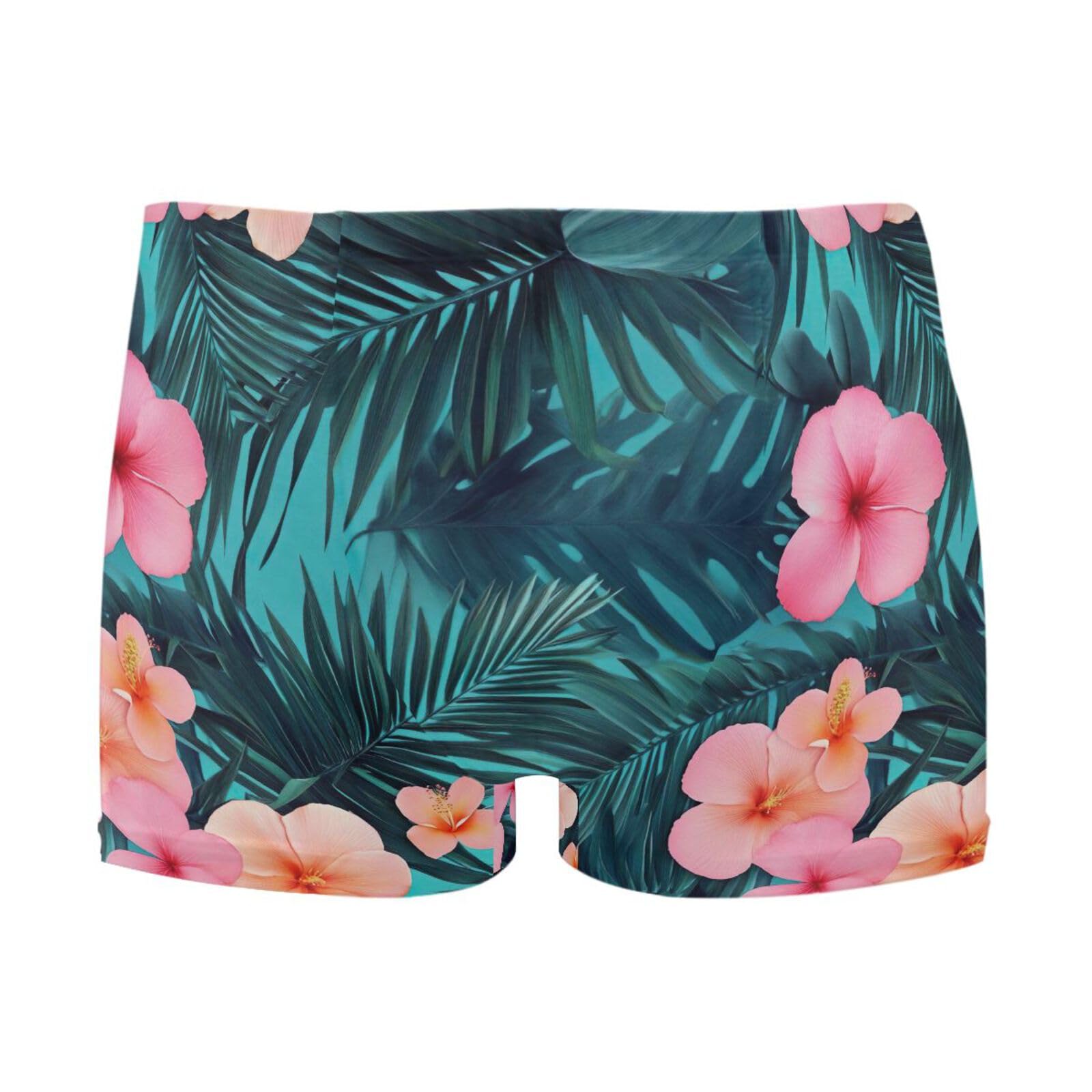 Mens Swimwear Tropical Flowers Palm Leaves Short Swim Trunks Square Lg Swimsuit Bathing Suits for Men L 202b7181