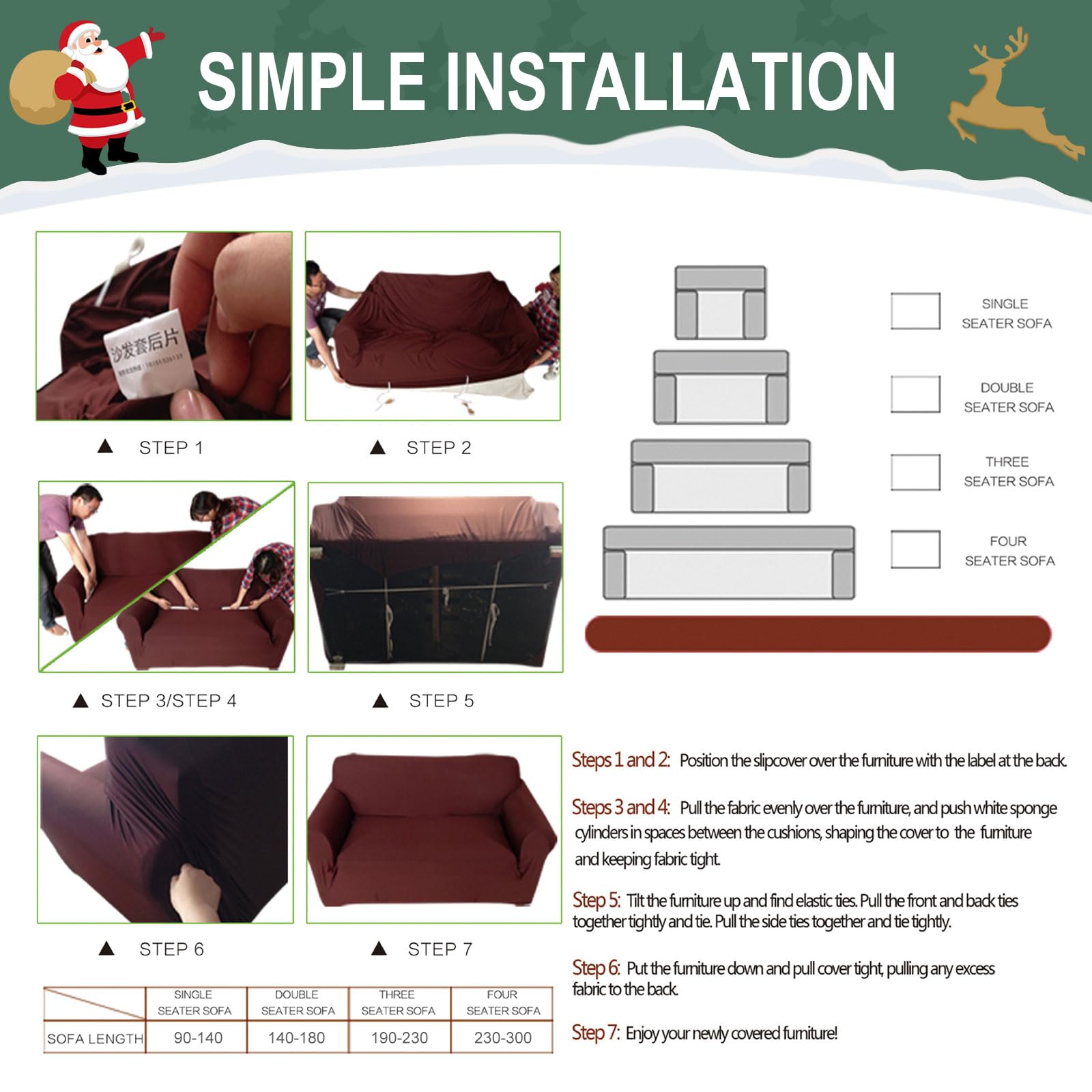 Jaotto Copridivano Natalizio 2 Posti Elasticizzato, Fodera per Divano Elasticizzato Fantasia Antiscivolo Antimacchia, Copridivano con Braccioli Tessuto Super Morbido Universale,Fiocchi di Neve