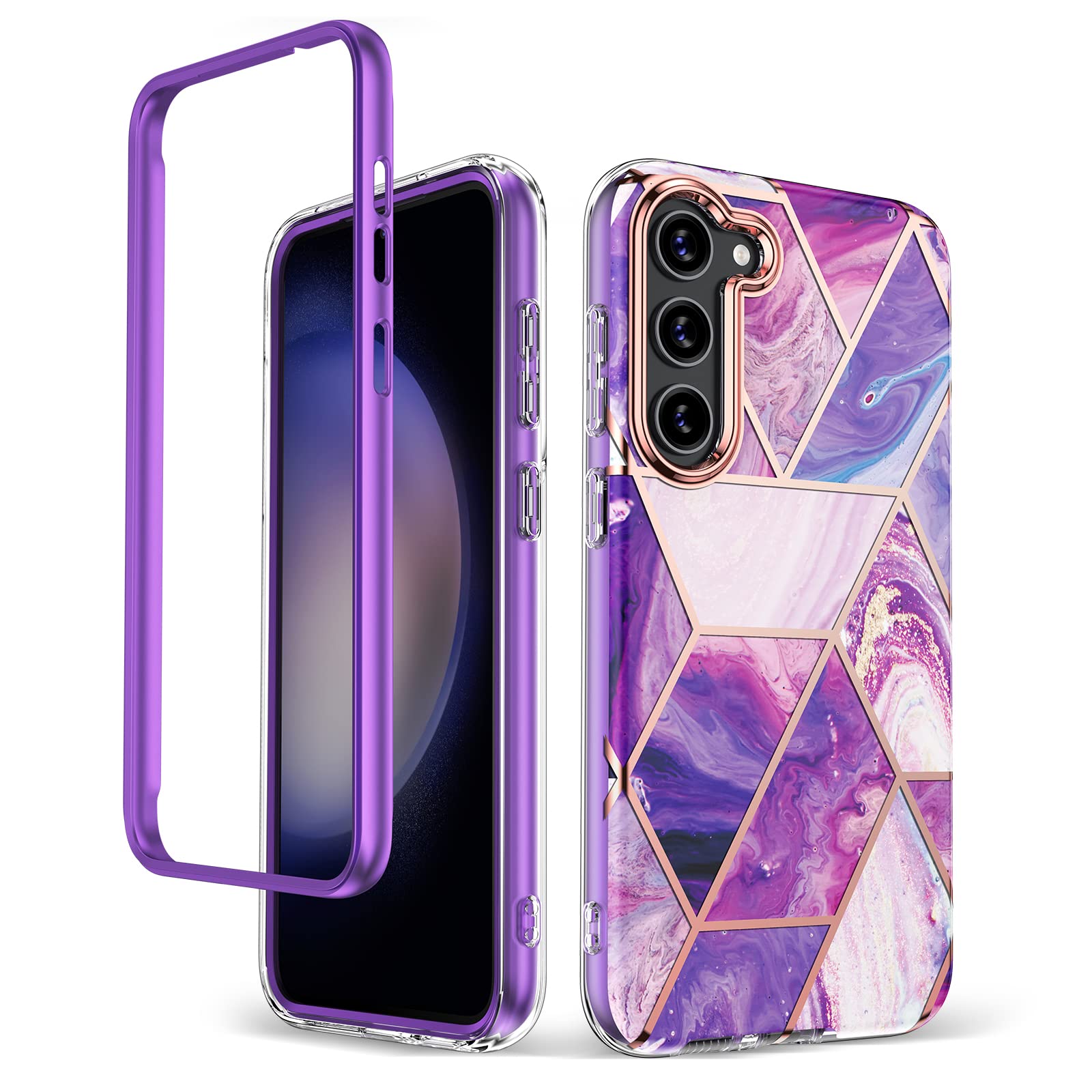 GOLINKMarble Case for Samsung Galaxy S23 5G 2023 Release 6.1 inch, Slim Stylish Protective Shockproof Bumper Case(Without Built-in Screen Protector)-Purple Marble