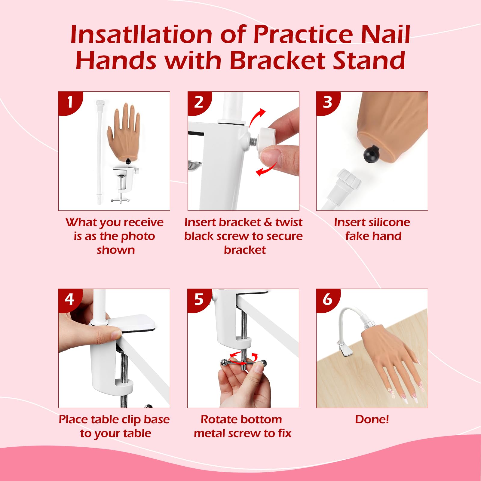 Übungshand für Nageldesign - Silikon Hand für Gelnägel - Verstellbare Übungshand für Gelnägel - Professionelle Nagel Hand Übungsmodell für Salon Zuhause DIY Maniküre, Weiß