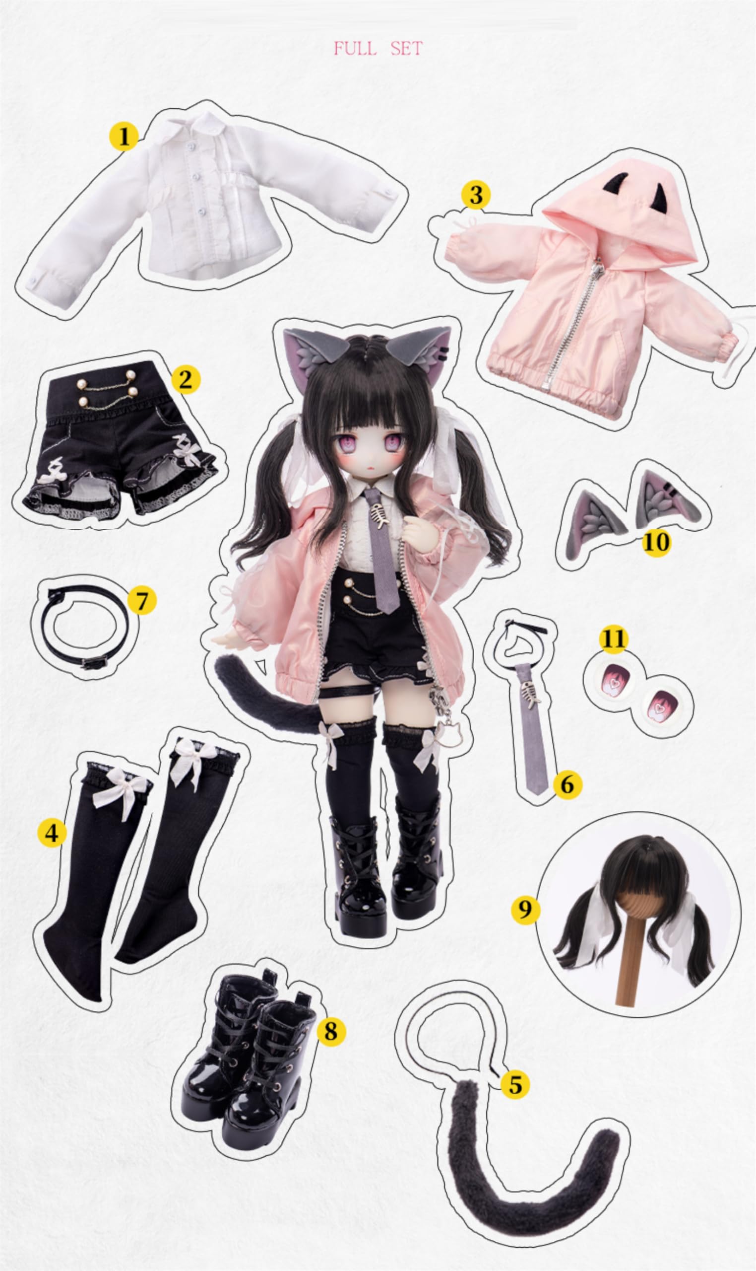Amazon | BACALYSO | TinyFox 1/6 スケール 球体関節人形 女 MJD 猫耳 
