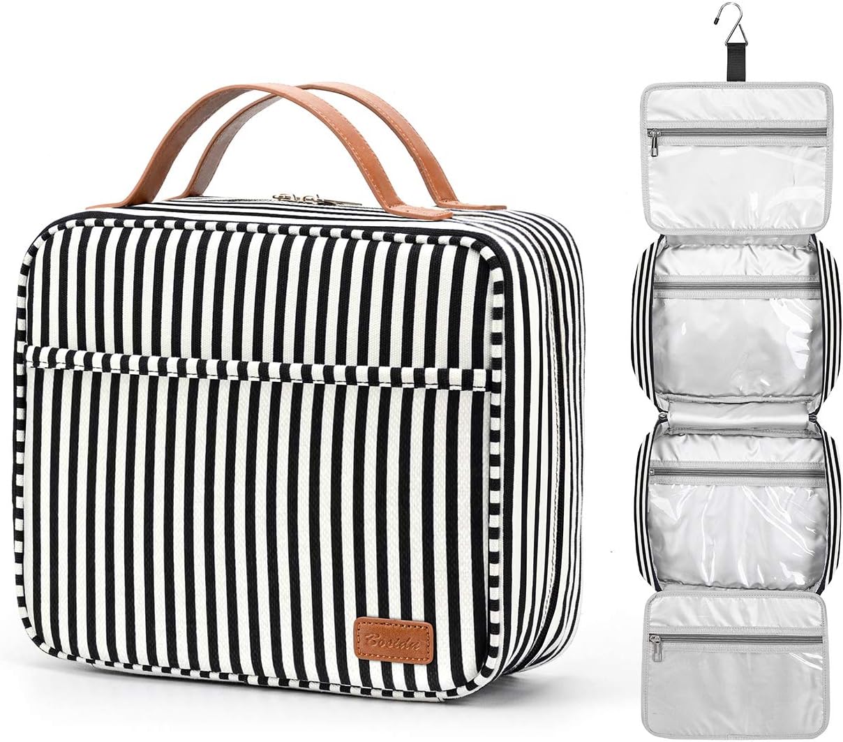 Bosidu - Hanging Travel Toiletry Bag, Large Capacity Cosmetic Organizer for Women with 4 Compartments and 1 Sturdy Hook,Travel, Daily Use or Christmas