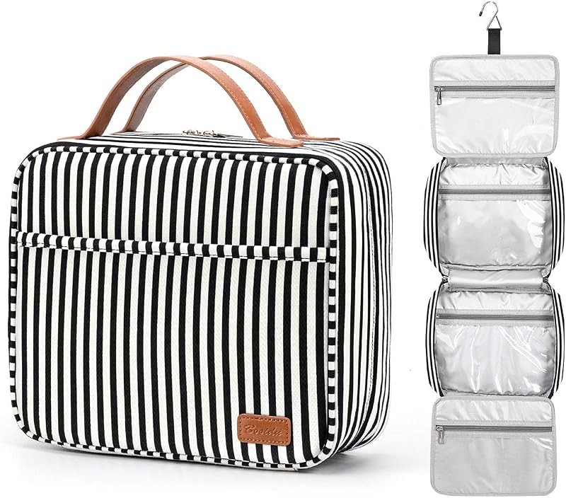 Necessaire suspensa de viagem Bosidu com 4 compartimentos, bolso frontal e gancho
