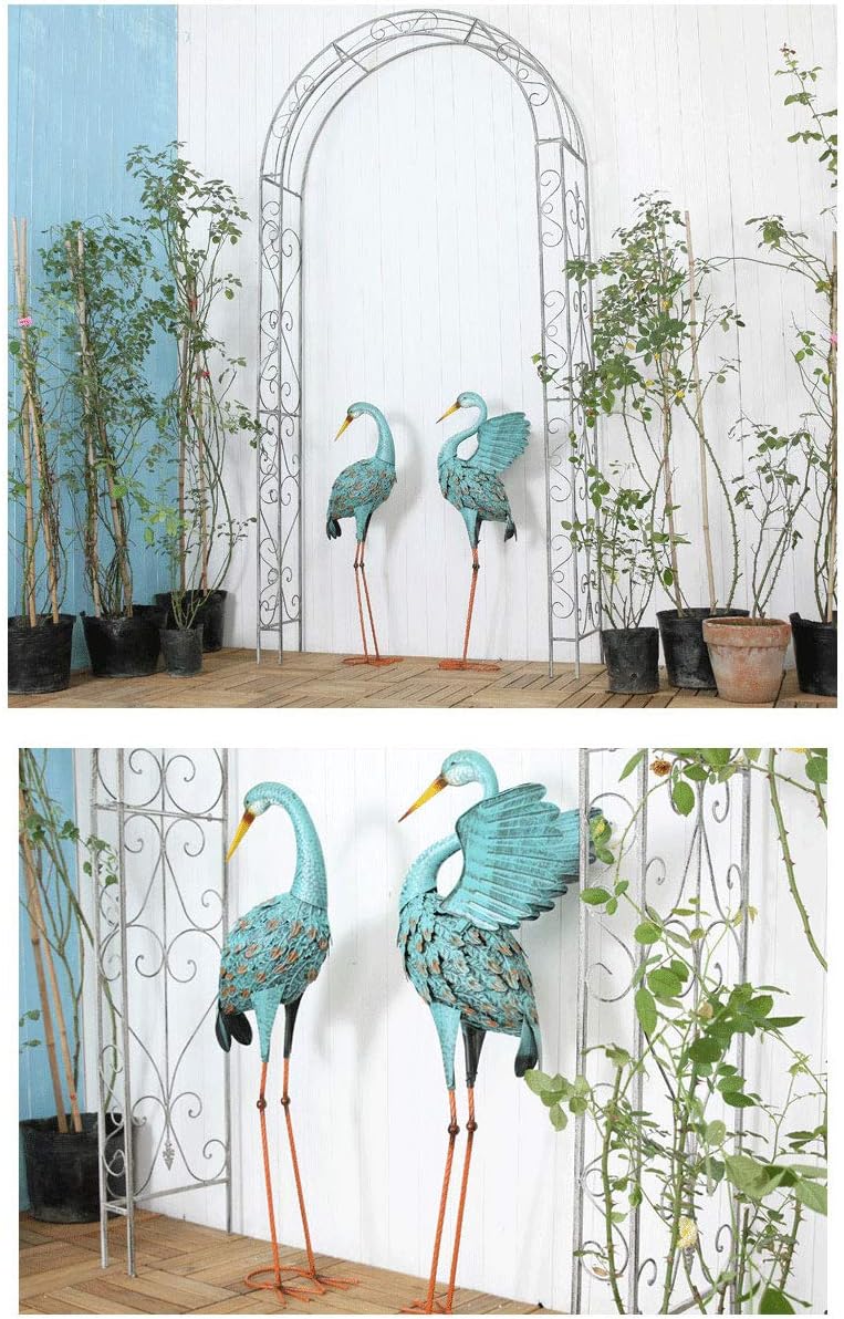 Garden Arch Arbor for Climbing Plants Outdoor Lawn Backyard Metal Frame Stand Vintage Old Wrought Iron Flower Arch 117x236cm