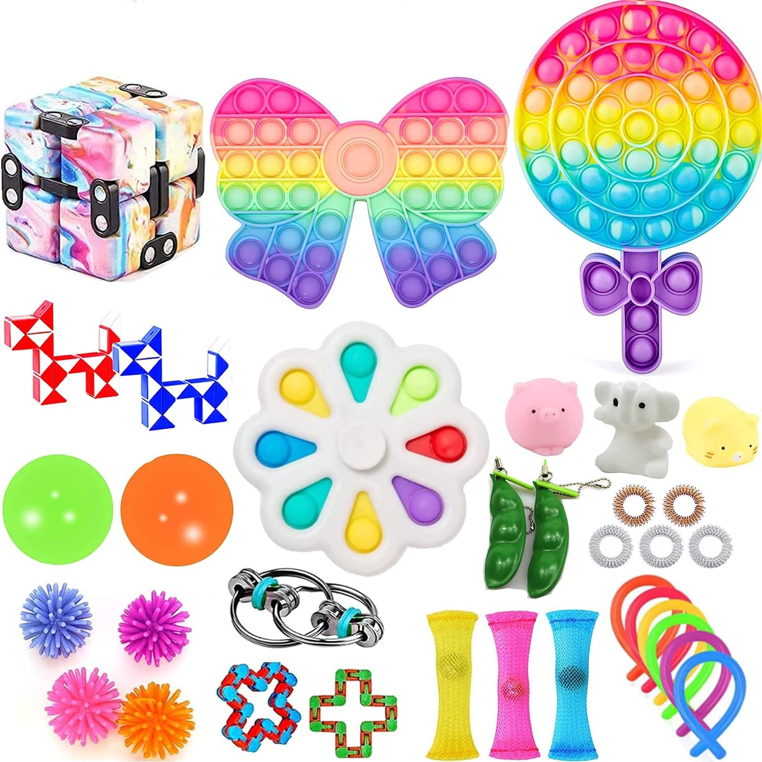 Fidget Packs,Fidget Toys Figit Toys Packages Sensory Toys Figetsss Toys Sets, Stress Anxiety Relief Toys for ADHD (L)
