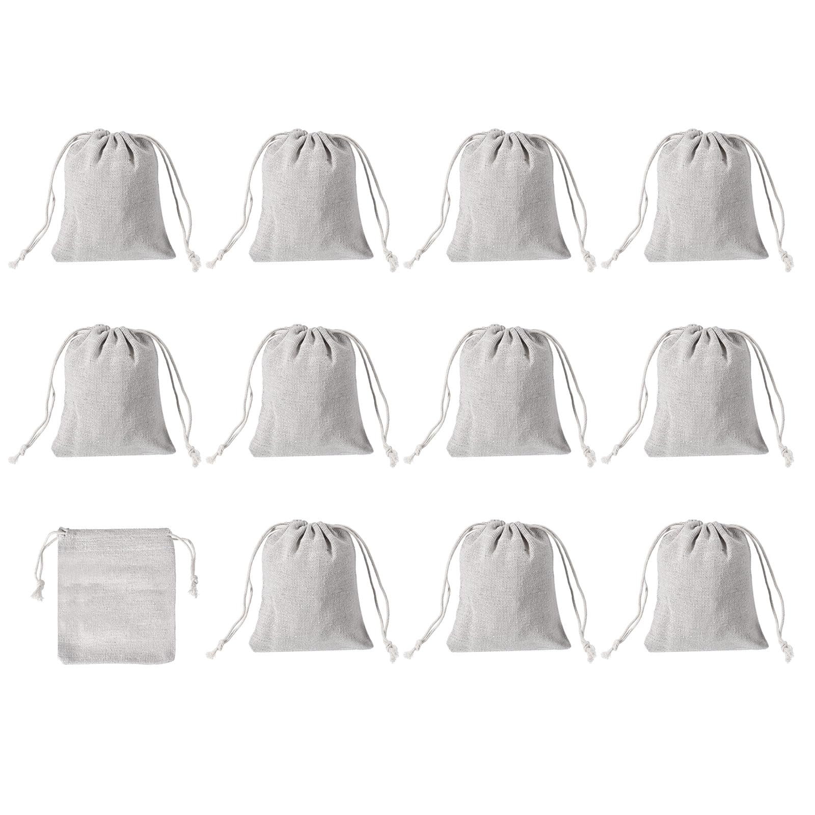 PATIKIL 5"x4" Coin Sacks Bag, 12 Pack Bank Coin Deposit Change Transit Bags Canvas Money Bag with Drawstring Gift Bag Style 1, Beige