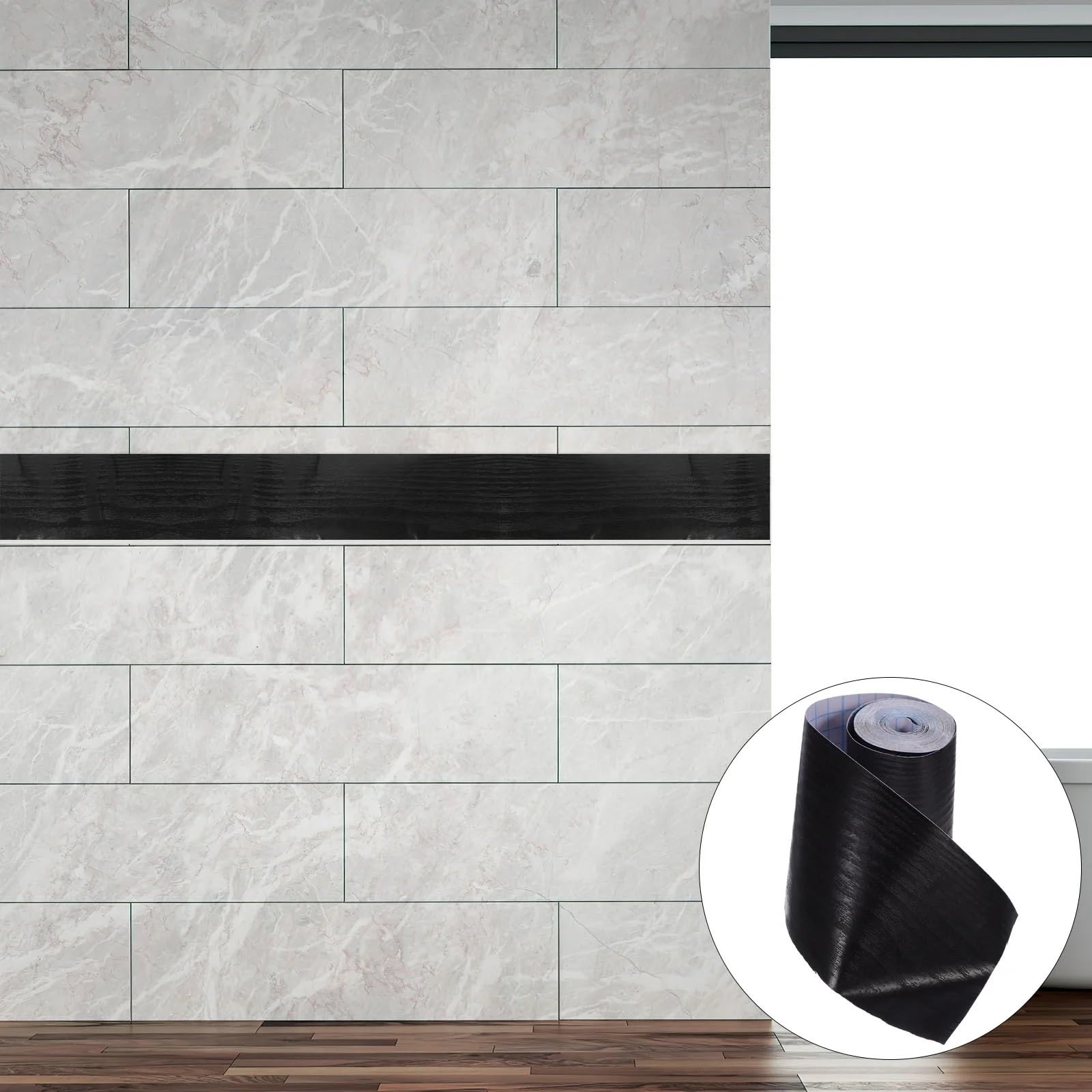 Pegatinas de Pared de rodapié de Grano de Madera, calcomanías de Tablero, Decoraciones, cáscara y zócalo, moldura de Borde de azulejo de PVC, Autoadhesivo, 2 uds. para Bordes De Paredes(White)
