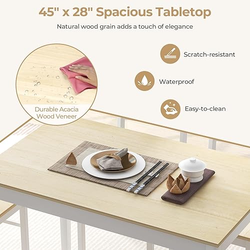Miniatura 2 de Juego de mesa de comedor Giantex para 4, juego de mesa de comedor para 4, rincón de desayuno con mesa de cocina, 4 sillas de comedor, juego de mesa